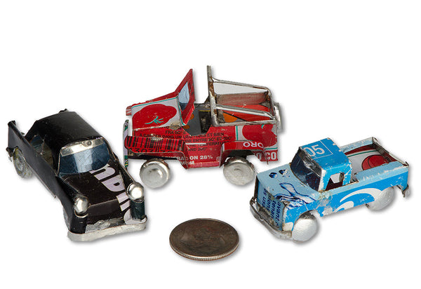 Recycled Tin Cars and Trucks - Set of Three